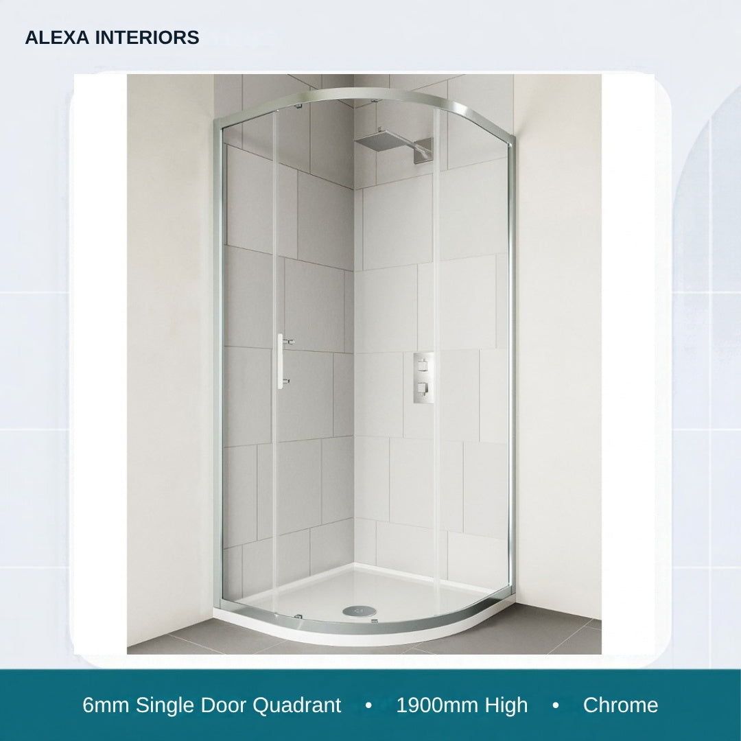Alexa Interiors 6mm single door quadrant chrome