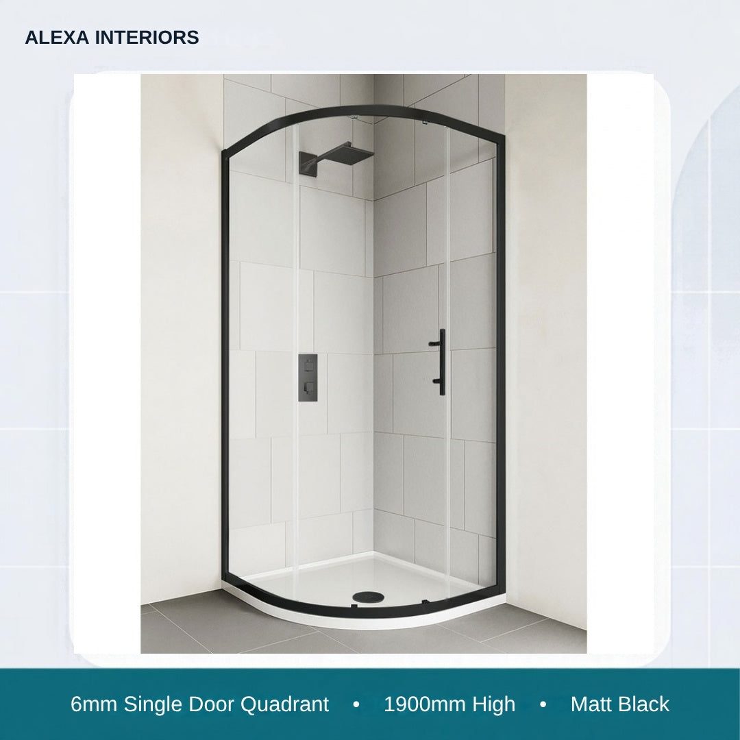 Alexa Interiors 6mm single door quadrant matt black
