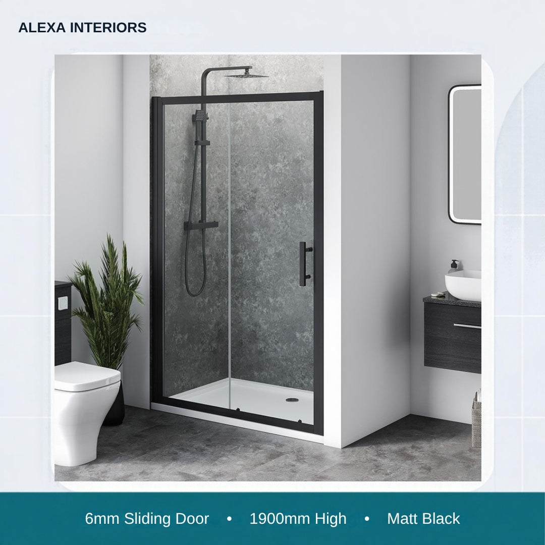 Alexa Interiors 6mm sliding door matt black