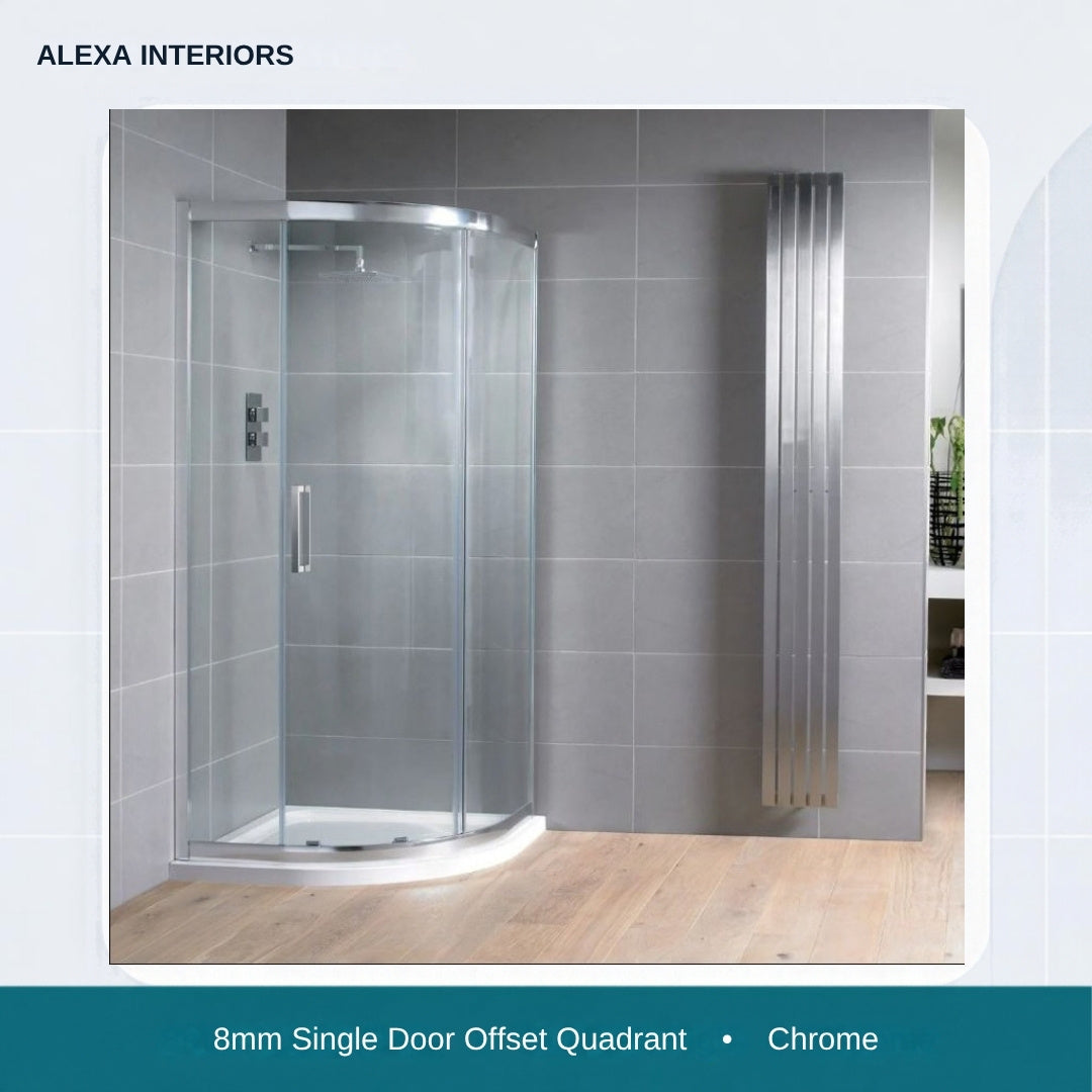 Alexa Interiors 8mm single door offset quadrant chrome
