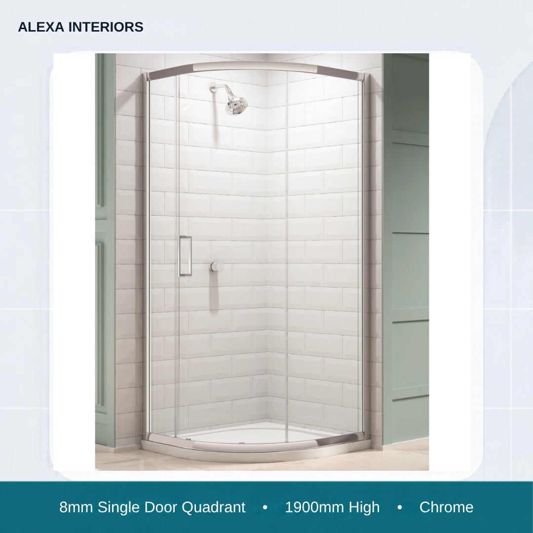 Alexa Interiors 8mm single door quadrant chrome