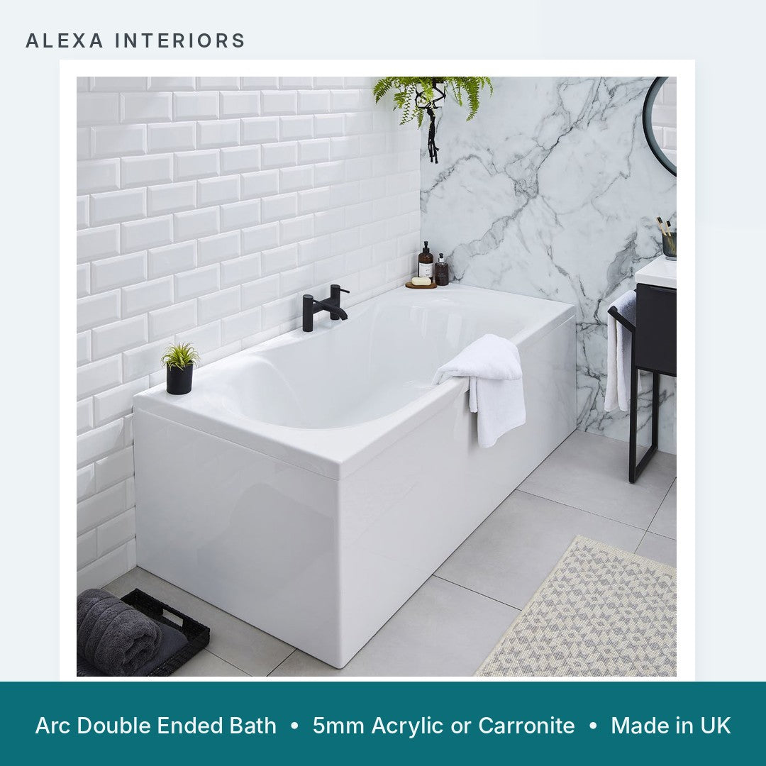 Alexa Arc Double Ended Bath - 5mm Acrylic or Carronite - Made in UK