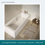 Alexa Axis Single Ended Bath - 5mm Acrylic or Carronite - Made in UK