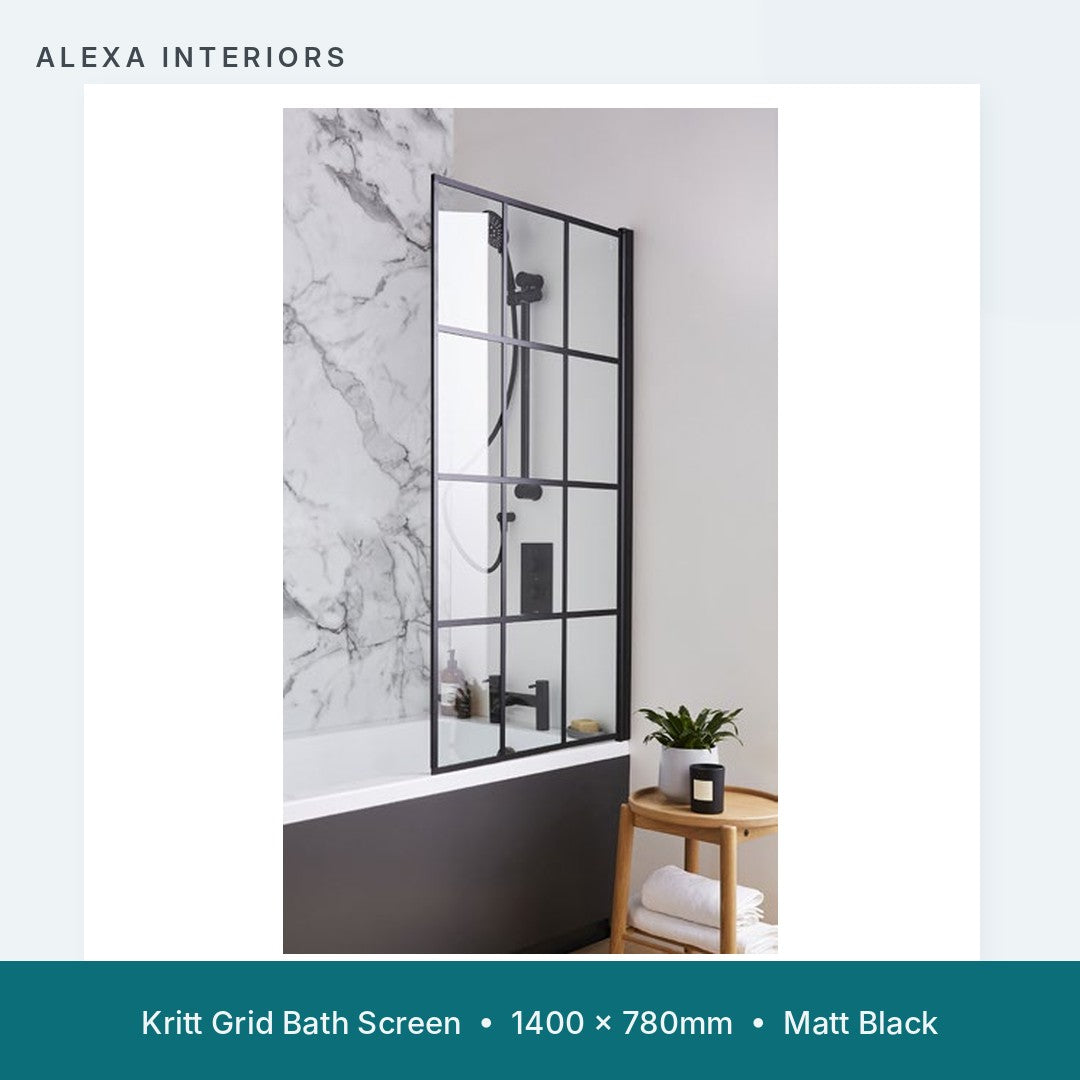 Alexa Kritt Grid Bath Screen - Matt Black