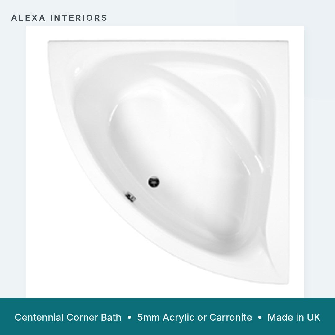 Alexa Centennial Corner Bath - 5mm Acrylic or Carronite - Made in UK