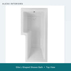 Alexa Elite L-Shaped Shower Bath - Top View