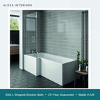 Alexa Elite L-Shaped Shower Bath - 25-Year Guarantee - Made in UK