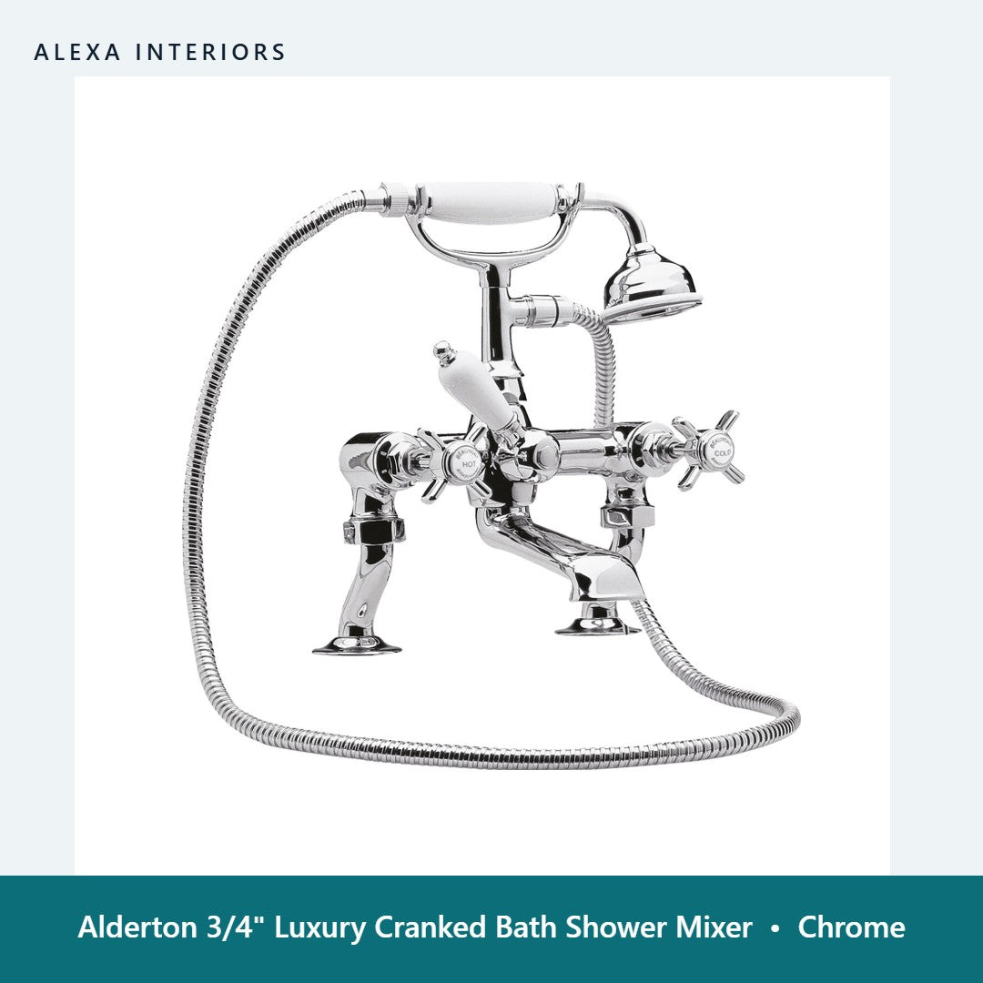 Alderton 3/4" Luxury Cranked Bath Shower Mixer in Chrome