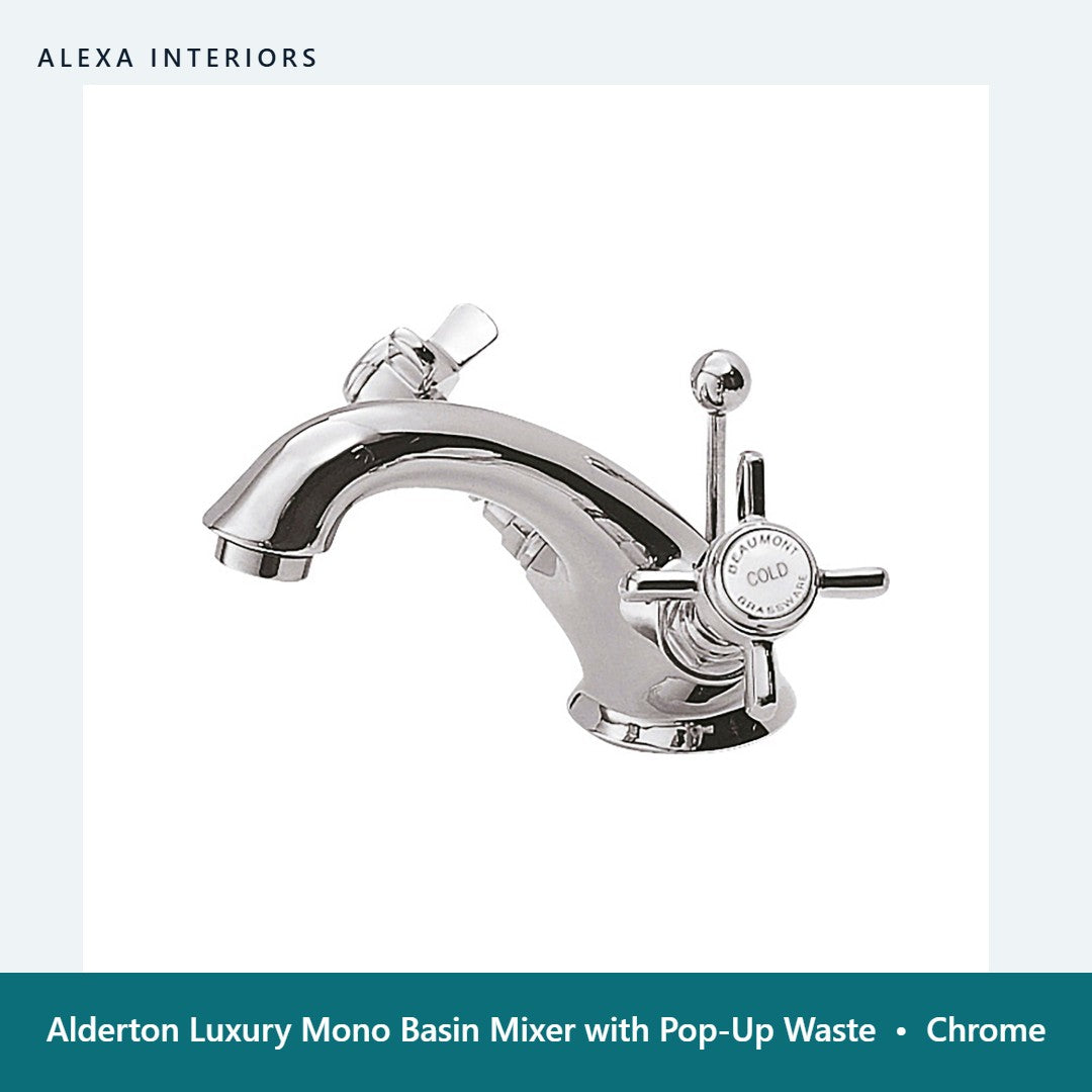 Alderton Luxury Mono Basin Mixer with Pop-Up Waste in Chrome