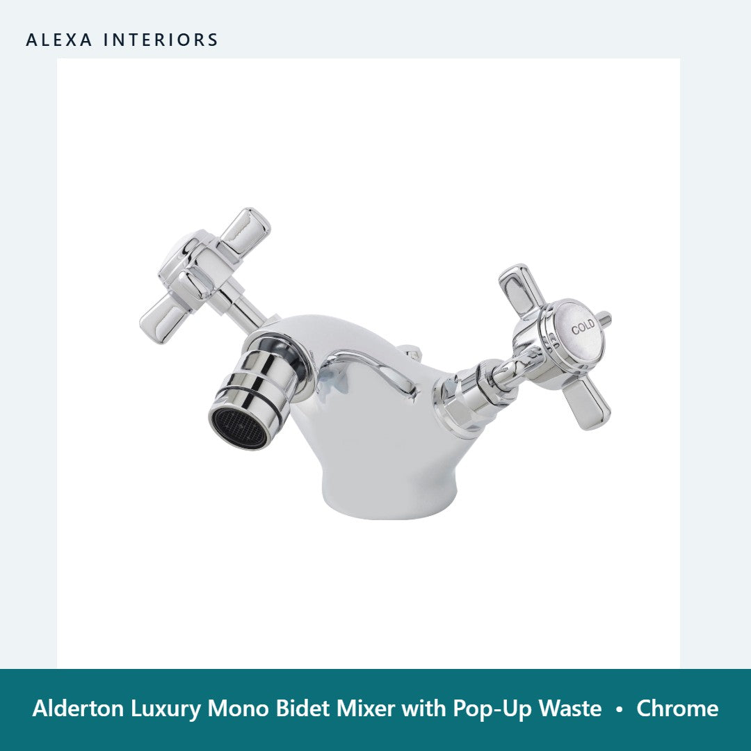Alderton Luxury Mono Bidet Mixer with Pop-Up Waste in Chrome
