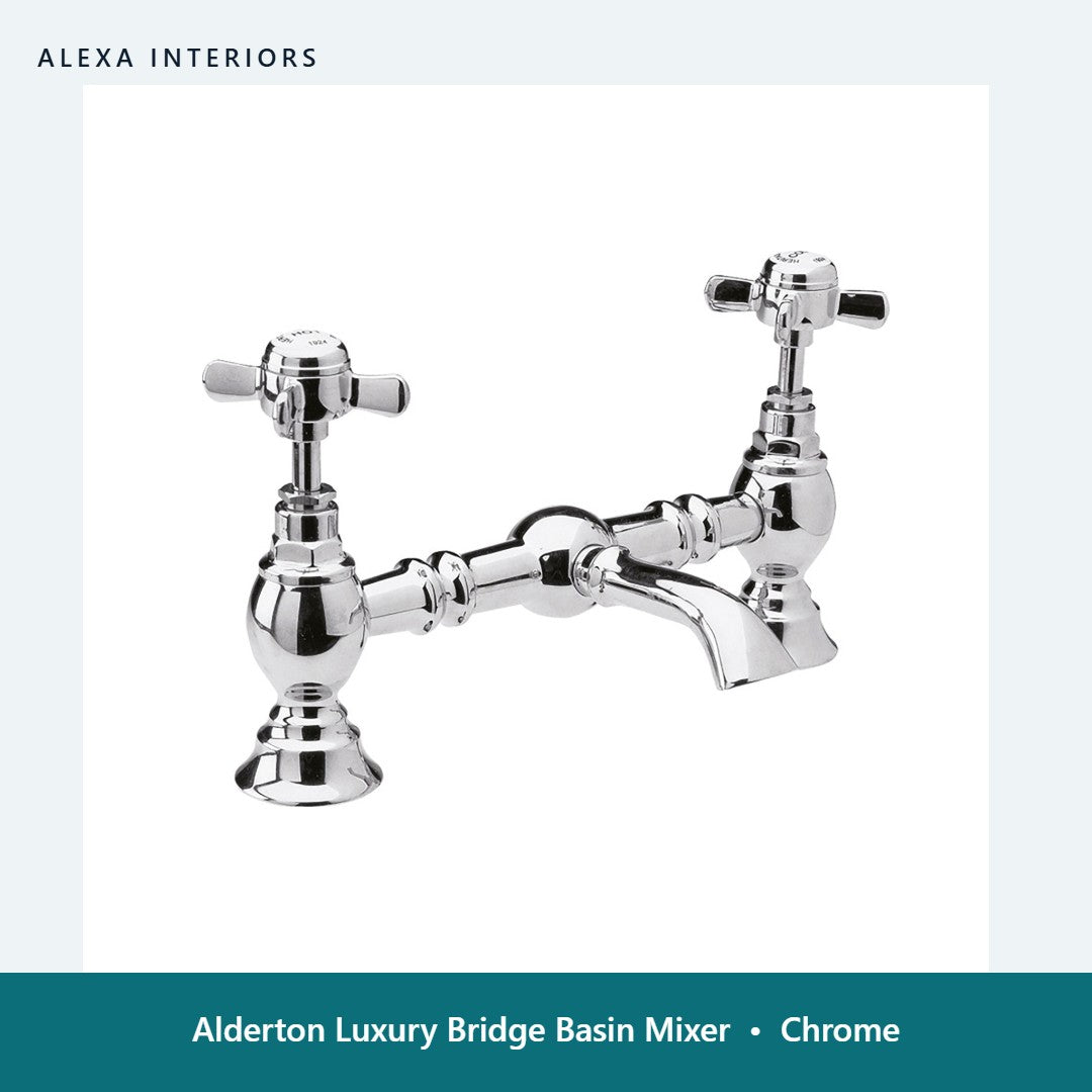 Alderton Luxury Bridge Basin Mixer in Chrome