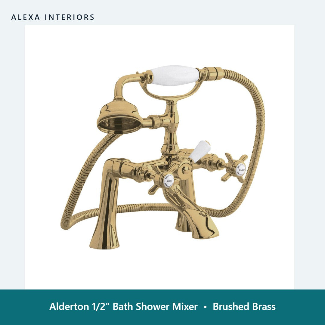 Alderton 1/2" Bath Shower Mixer in Brushed Brass
