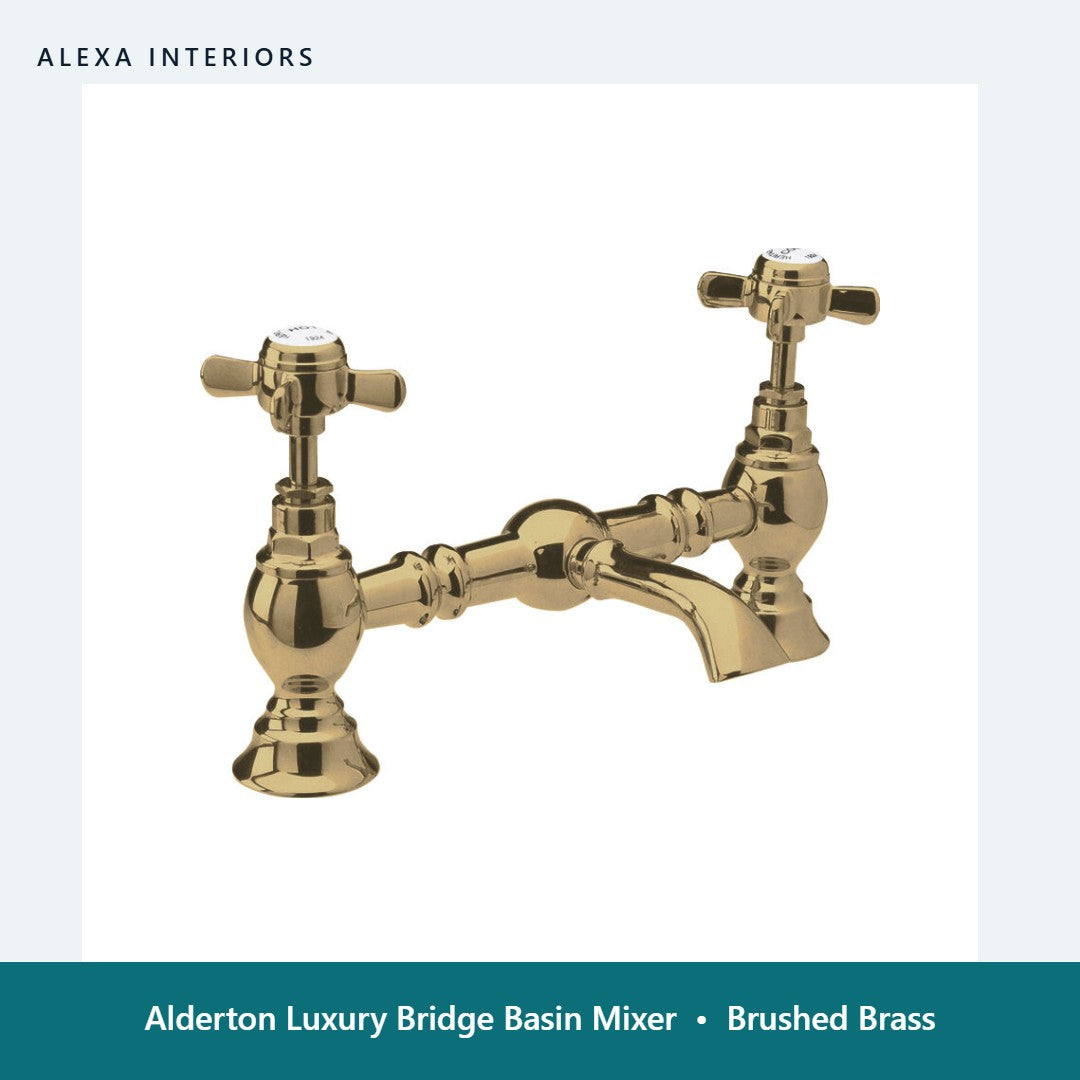 Alderton Luxury Bridge Basin Mixer in Brushed Brass