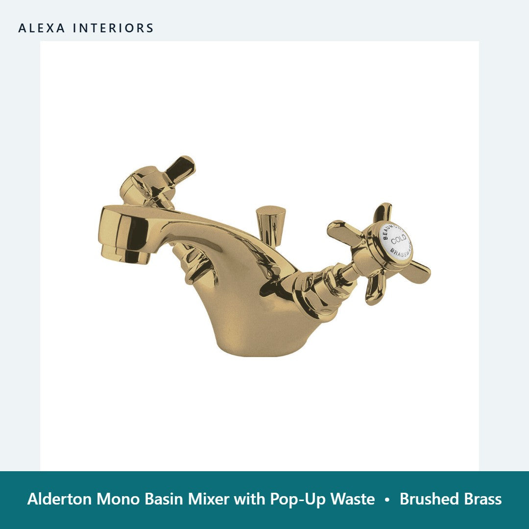 Alderton Mono Basin Mixer with Pop-Up Waste in Brushed Brass