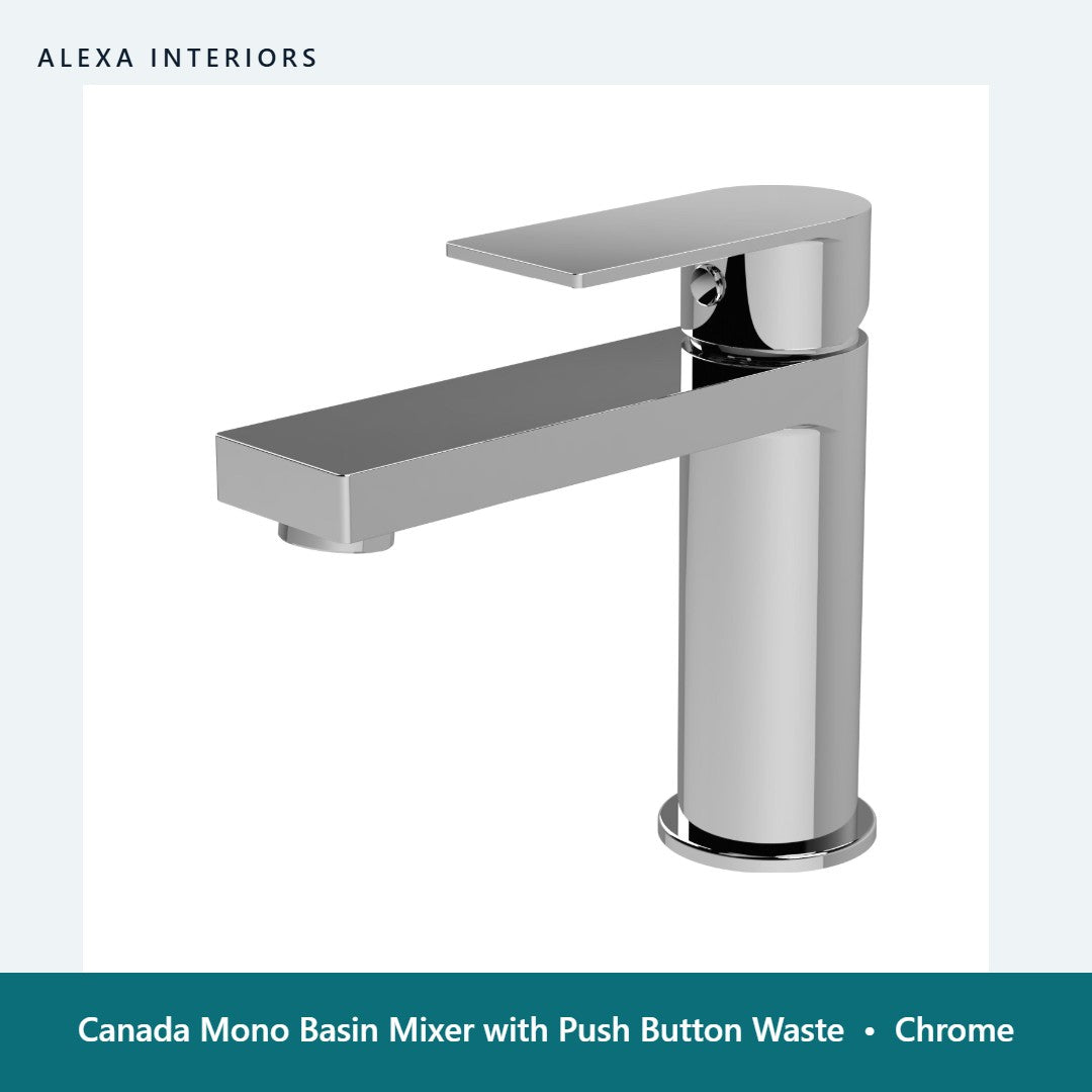 Canada Mono Basin Mixer with Push Button Waste in Chrome