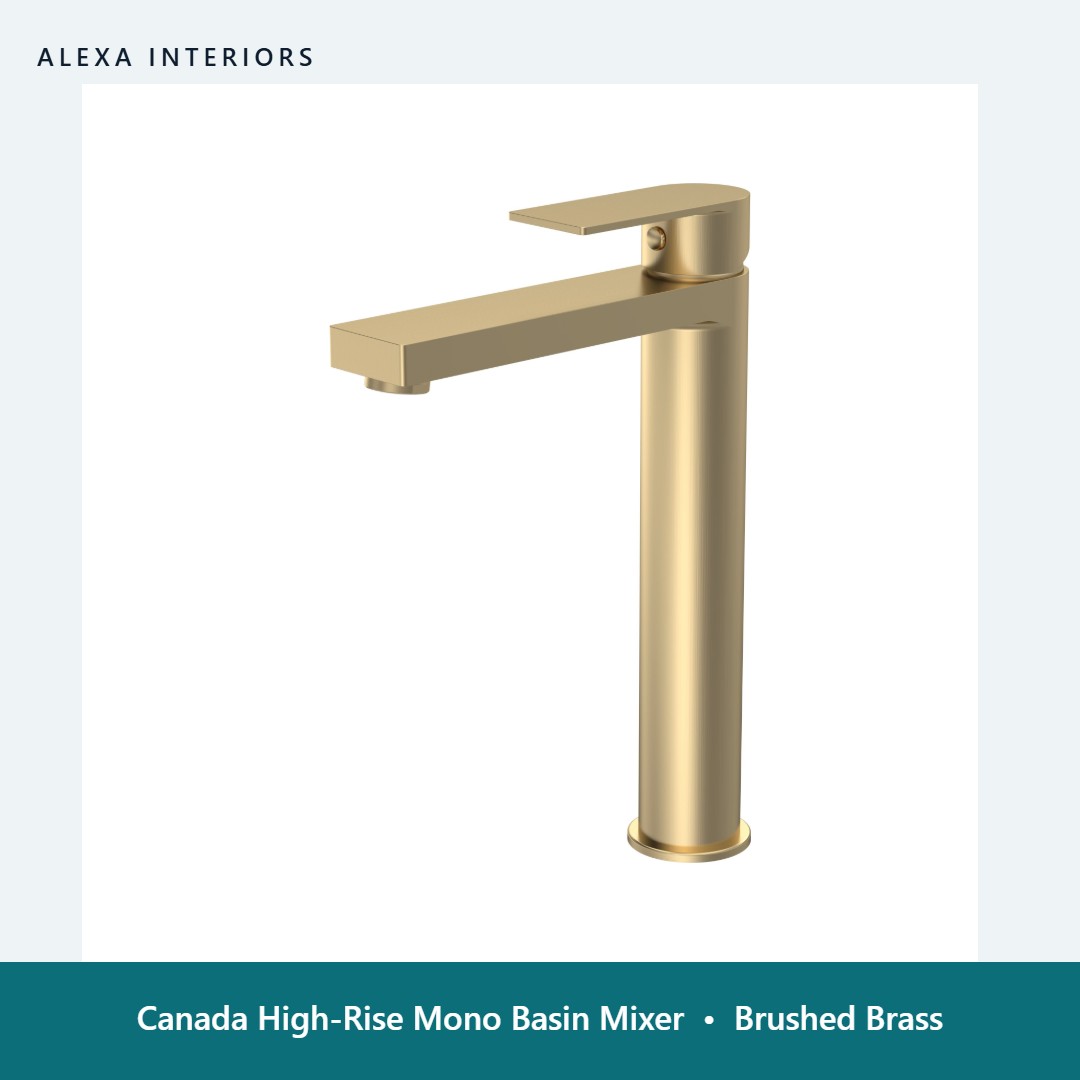 Canada High-Rise Mono Basin Mixer in Brushed Brass