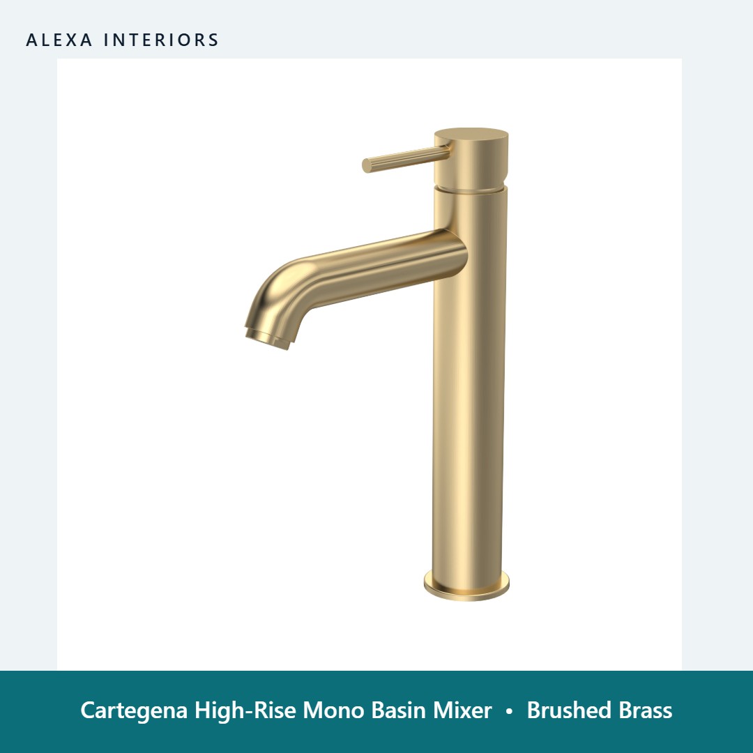 Cartegena High-Rise Mono Basin Mixer in Brushed Brass
