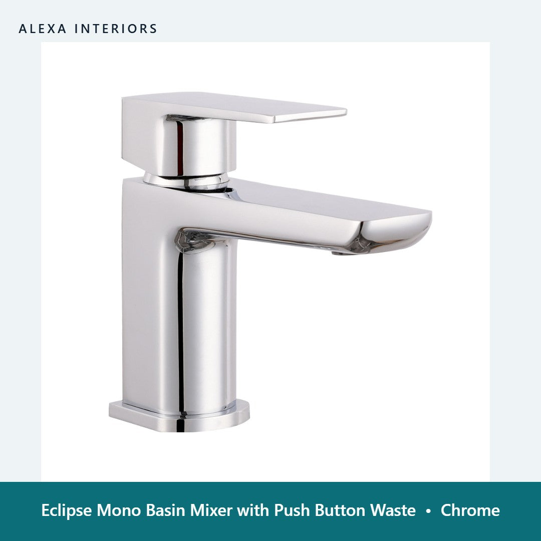 Eclipse Mono Basin Mixer with Push Button Waste in Chrome
