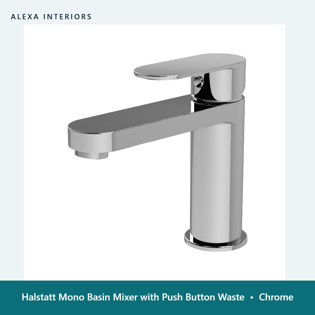 Halstatt Mono Basin Mixer with Push Button Waste in Chrome
