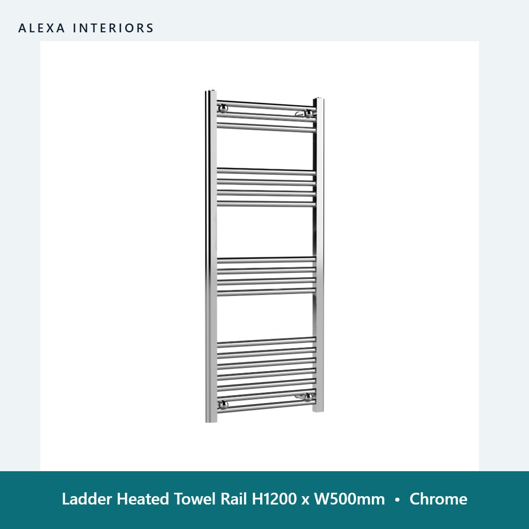 Ladder Heated Towel Rail H1200 x W500mm in Chrome