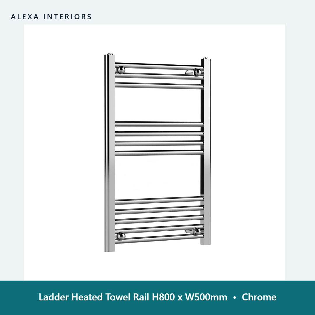 Ladder Heated Towel Rail H800 x W500mm in Chrome