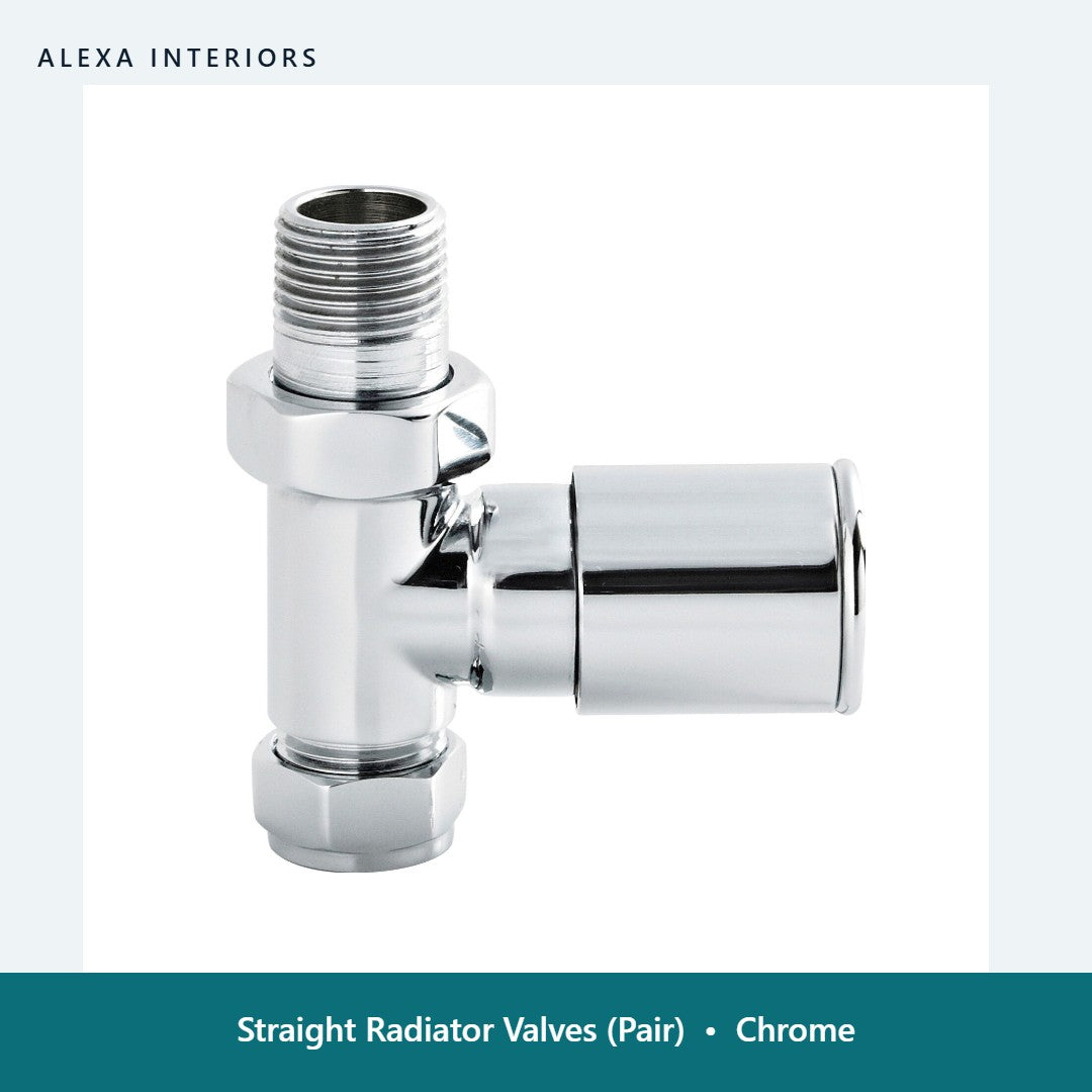 Straight Radiator Valves (Pair) in Chrome