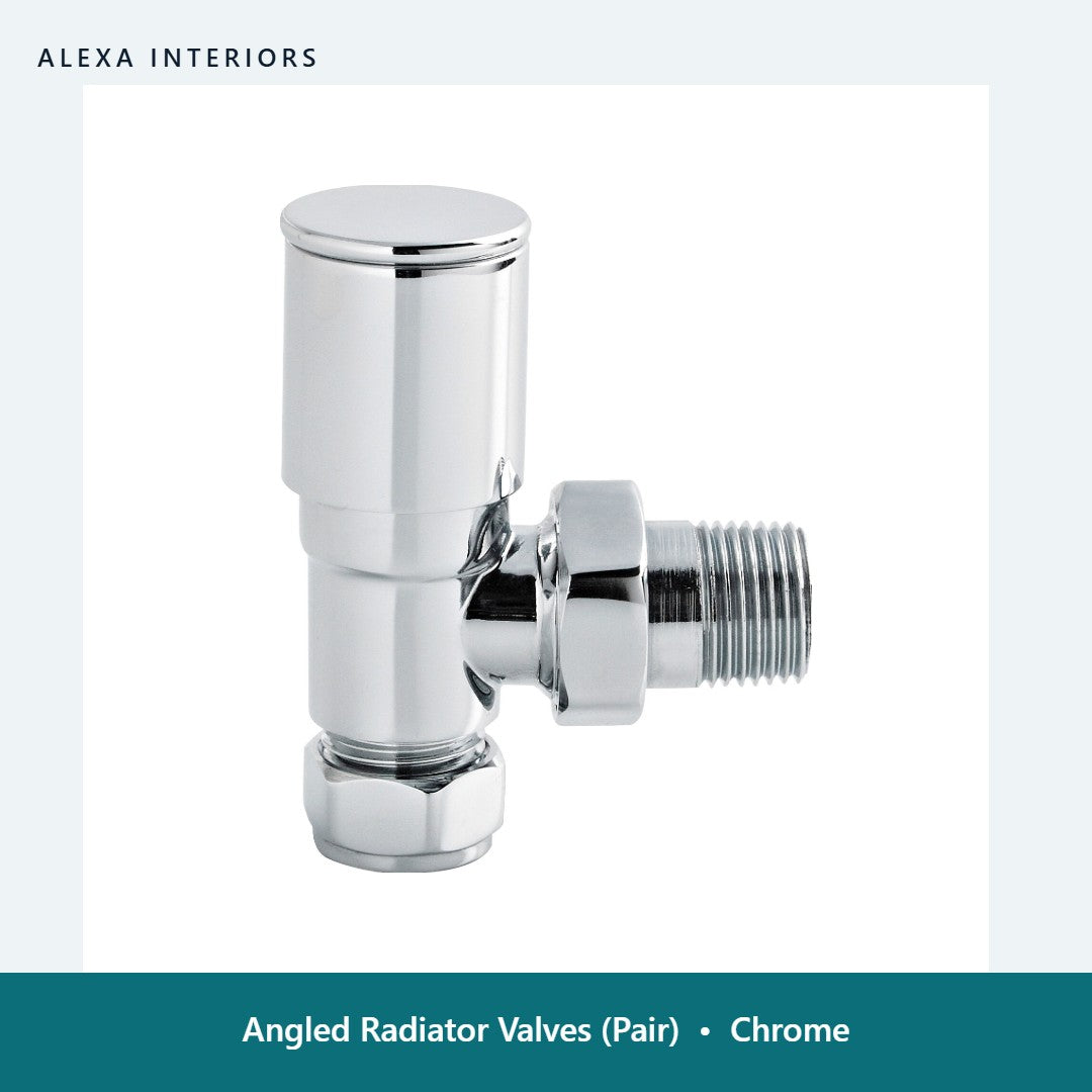 Angled Radiator Valves (Pair) in Chrome