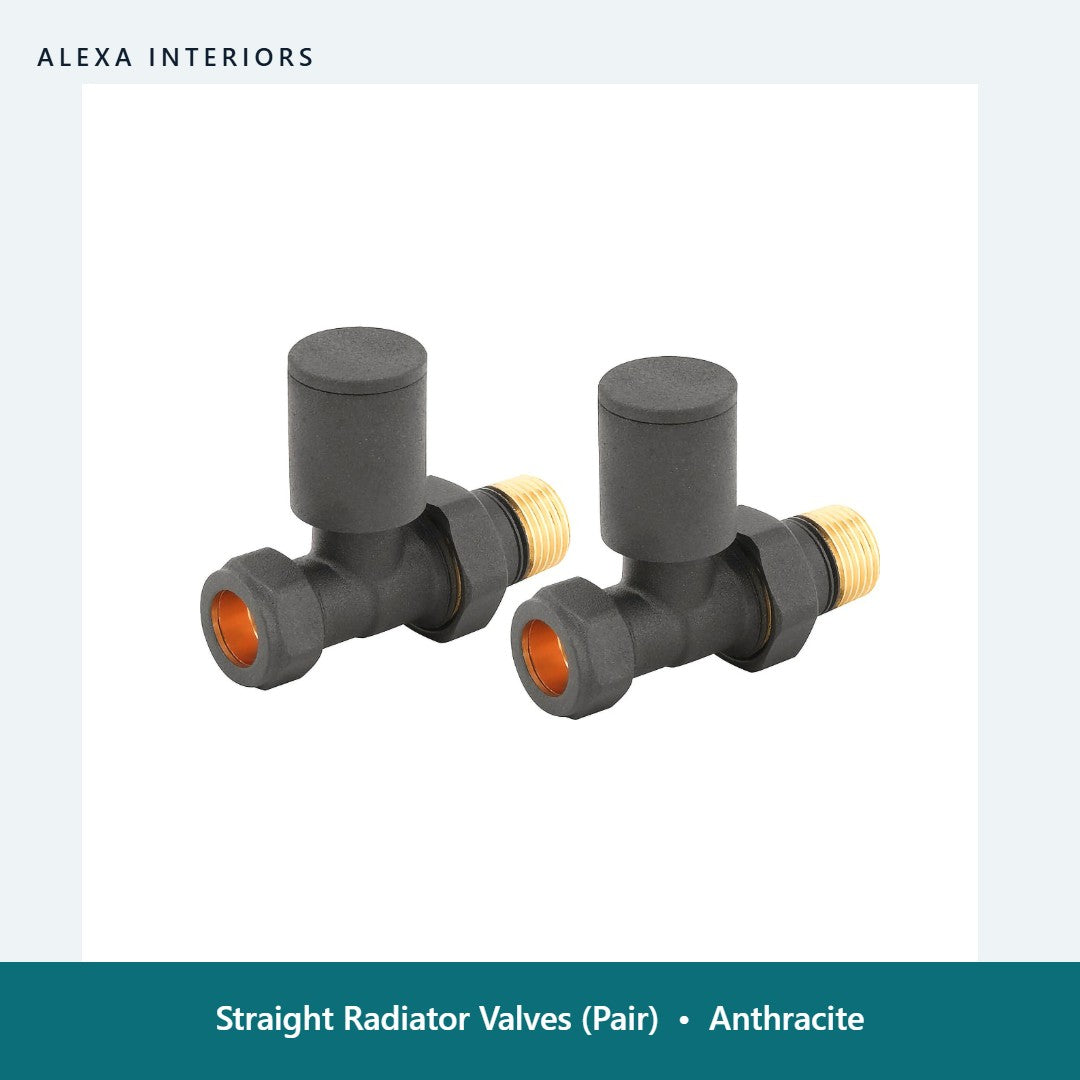 Straight Radiator Valves (Pair) in Anthracite