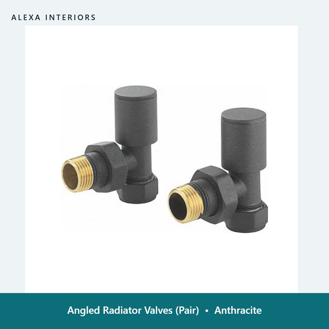 Angled Radiator Valves (Pair) in Anthracite