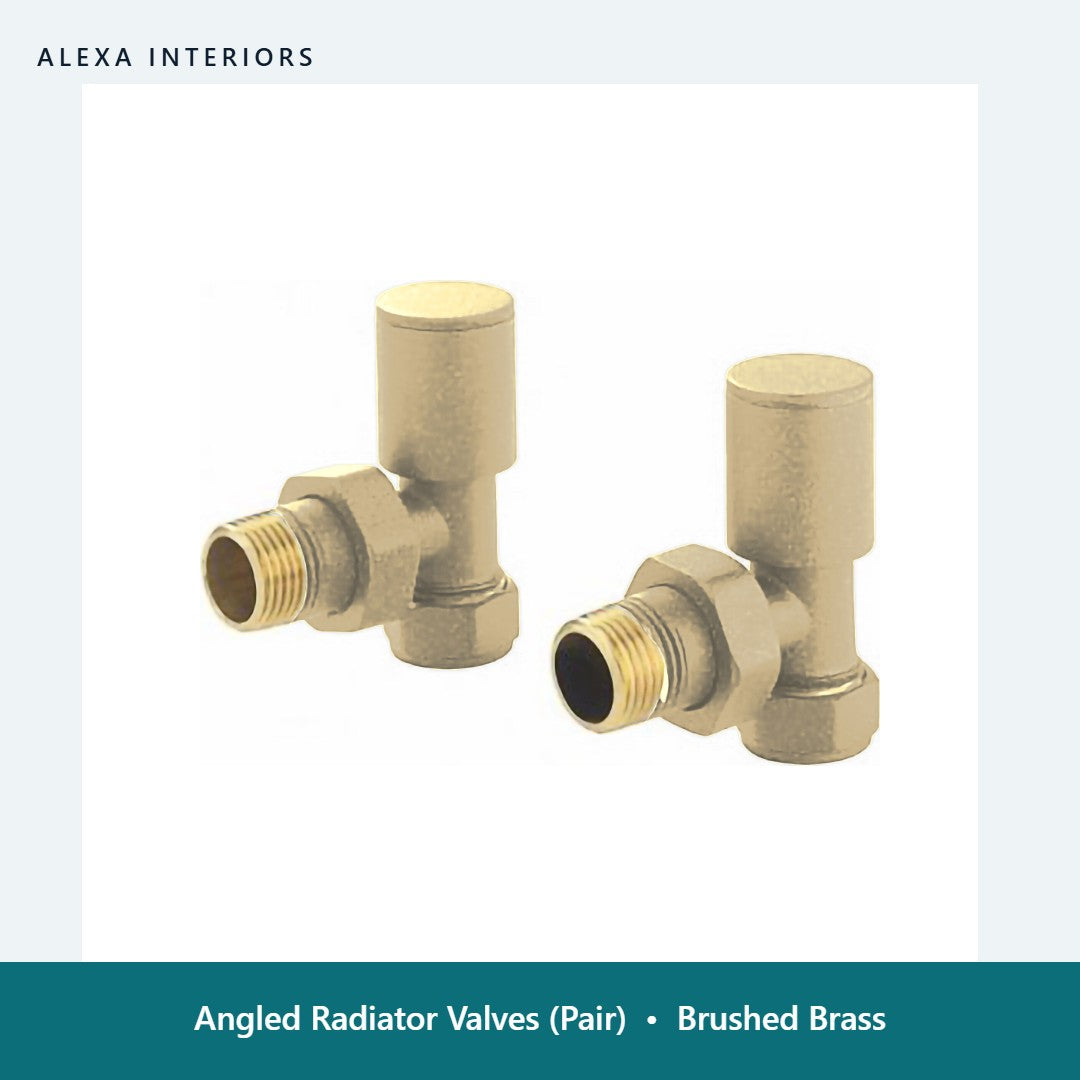 Angled Radiator Valves (Pair) in Brushed Brass