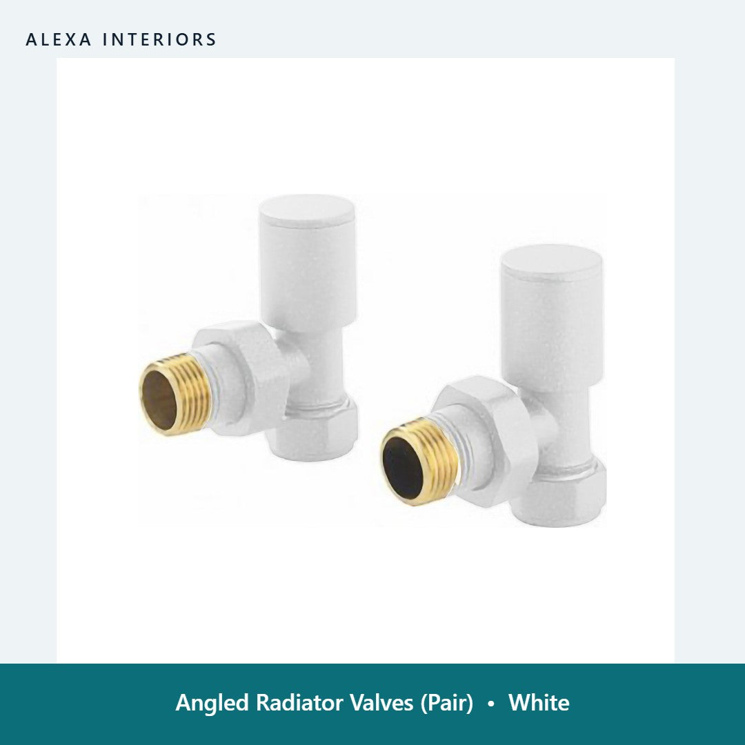 Angled Radiator Valves (Pair) in White