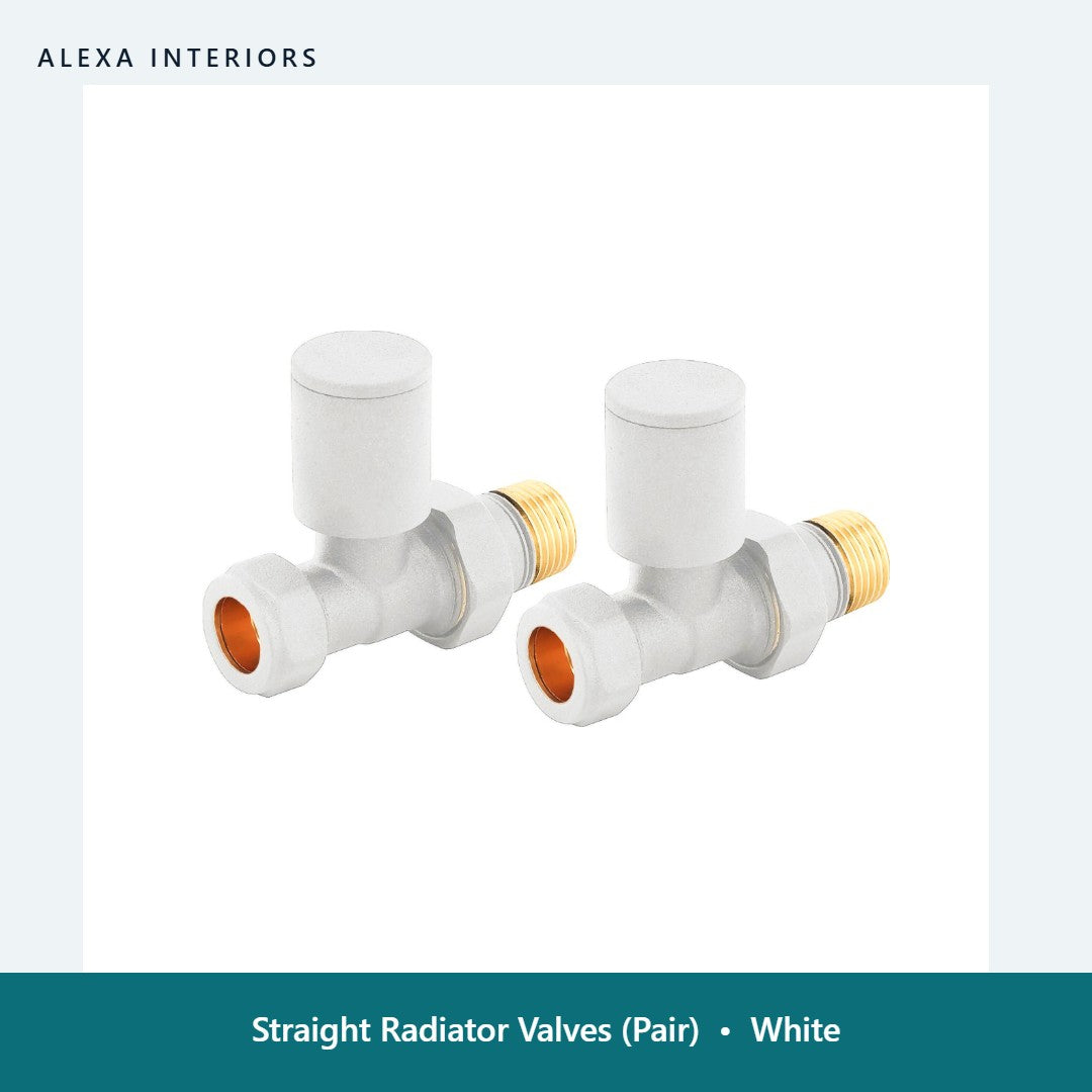 Straight Radiator Valves (Pair) in White