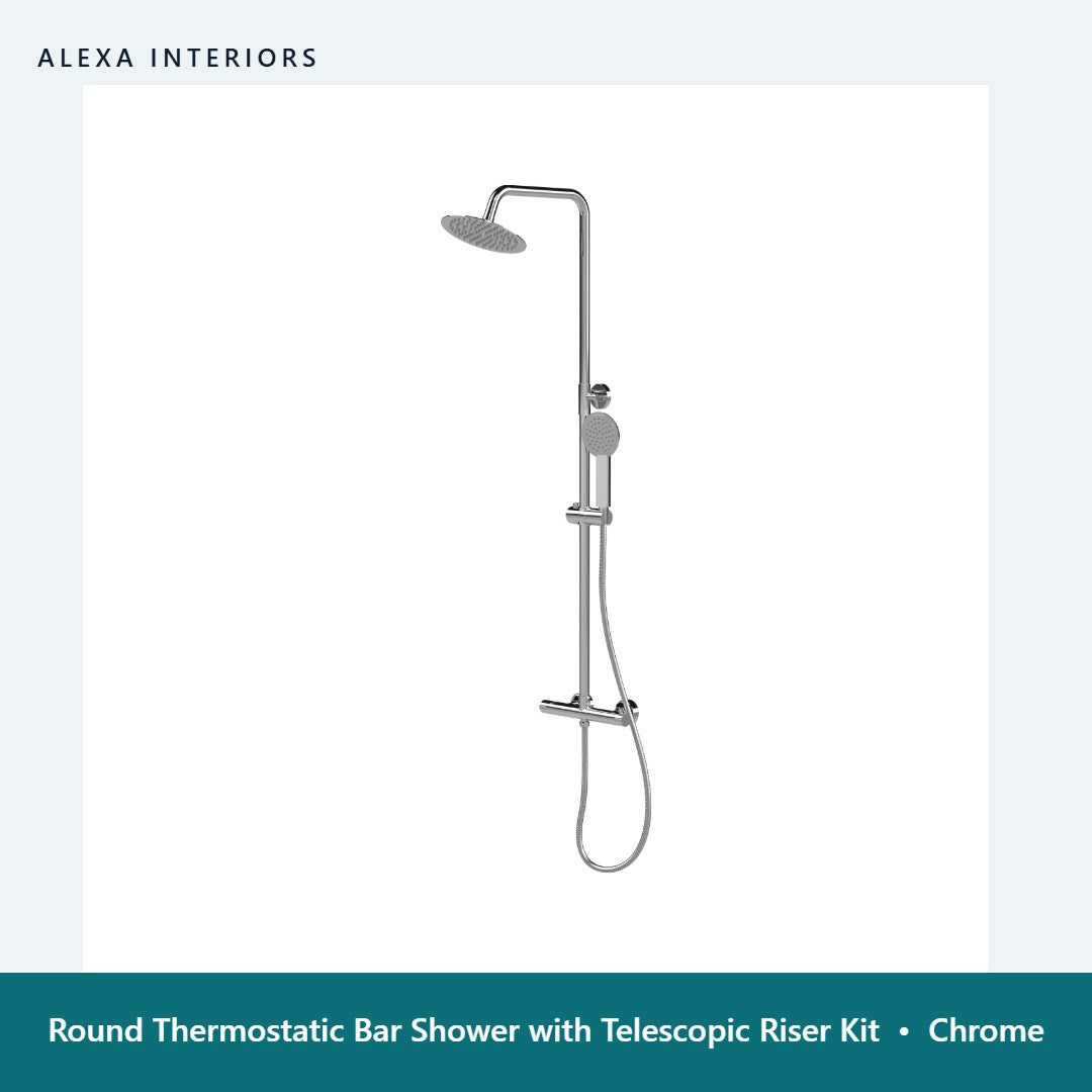 Round Thermostatic Bar Shower with Telescopic Riser Kit in Chrome