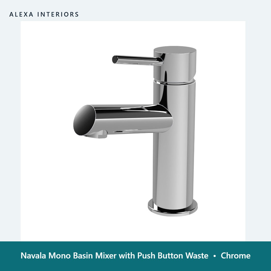 Navala Mono Basin Mixer with Push Button Waste in Chrome