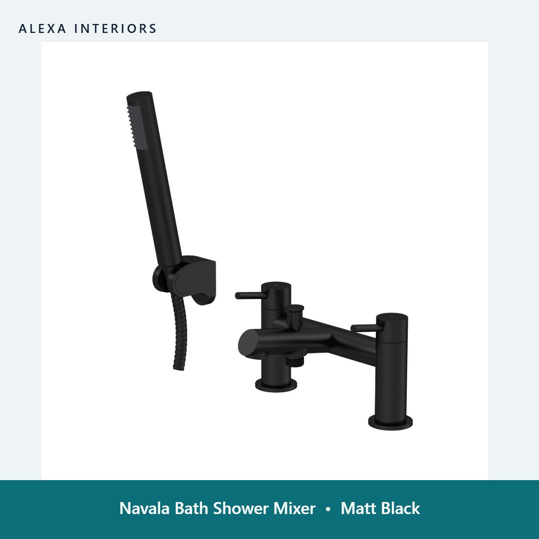 Navala Bath Shower Mixer in Matt Black