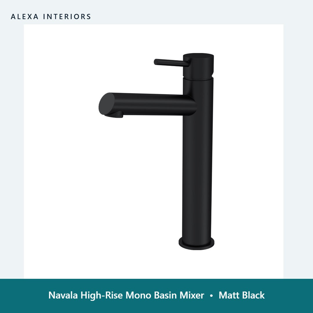 Navala High-Rise Mono Basin Mixer in Matt Black