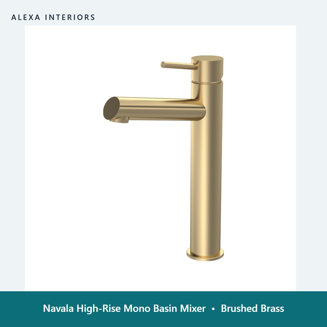 Navala High-Rise Mono Basin Mixer in Brushed Brass