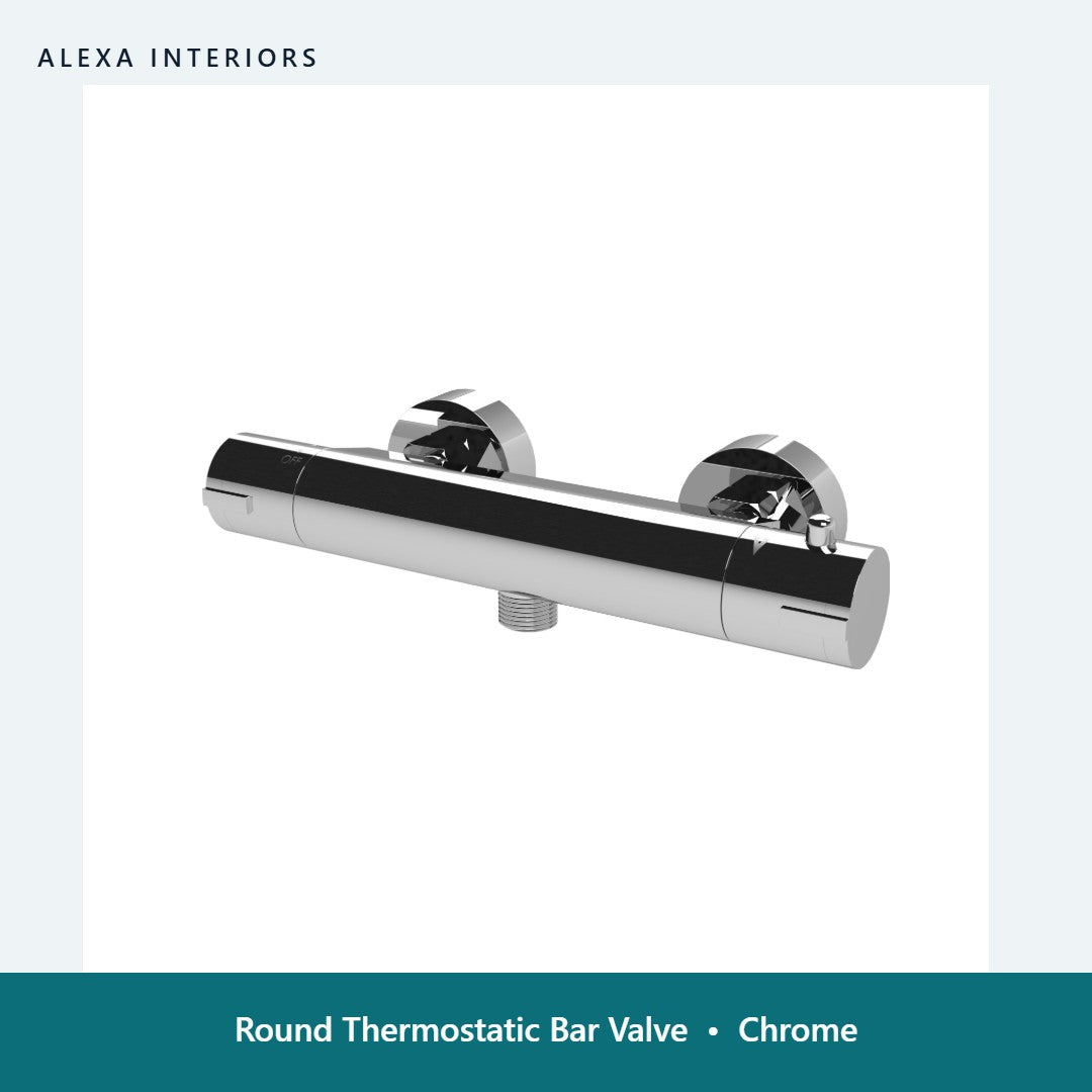 Round Thermostatic Bar Valve in Chrome