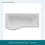 Alexa Oblique P-Shaped Shower Bath - Top View