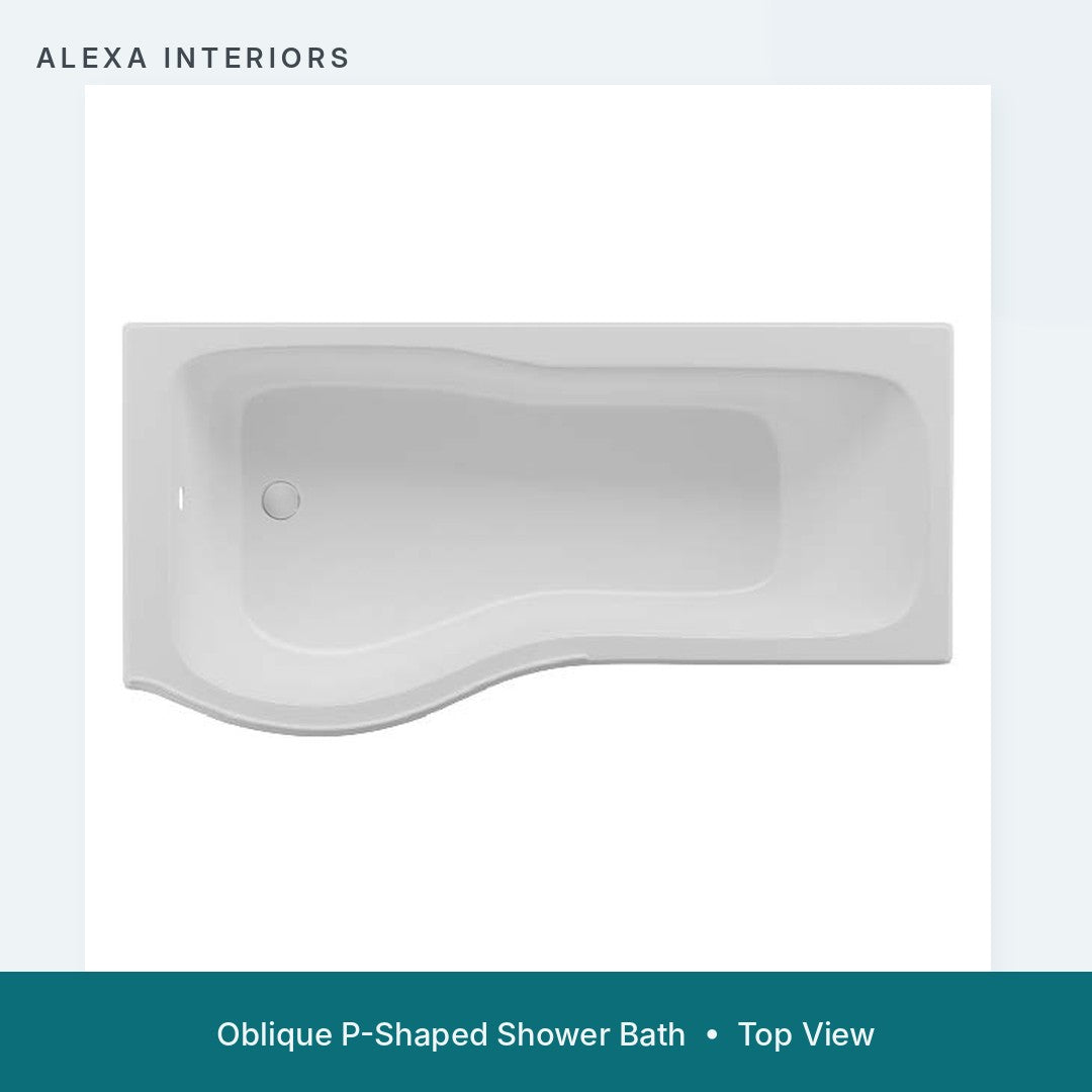 Alexa Oblique P-Shaped Shower Bath - Top View