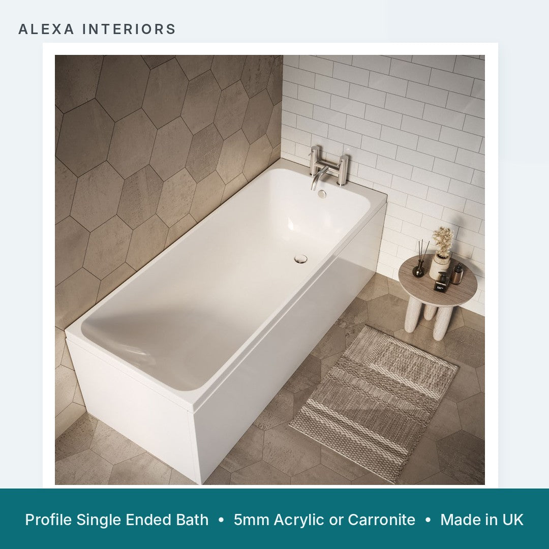 Alexa Profile Single Ended Bath - 5mm Acrylic or Carronite - Made in UK