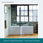 Alexa Quantum L-Shaped Shower Bath - 5mm Acrylic or Carronite - Made in UK