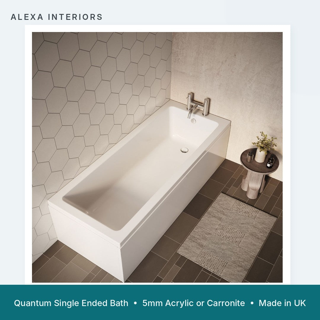 Alexa Quantum Single Ended Bath - 5mm Acrylic or Carronite - Made in UK