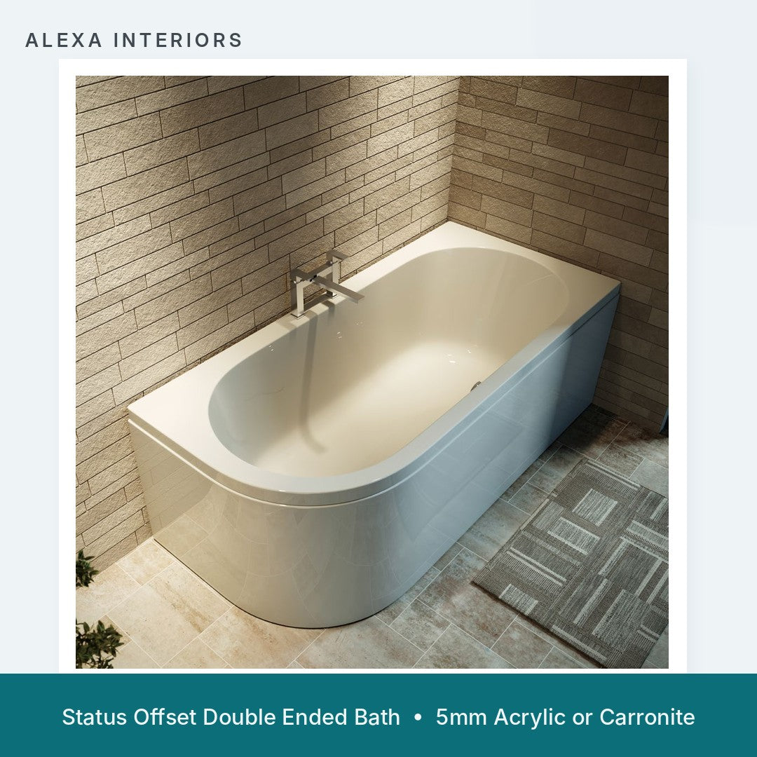 Alexa Status Offset Double Ended Bath - 5mm Acrylic or Carronite - Made in UK