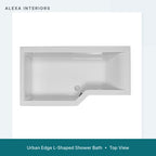 Alexa Urban Edge L-Shaped Shower Bath - Top View