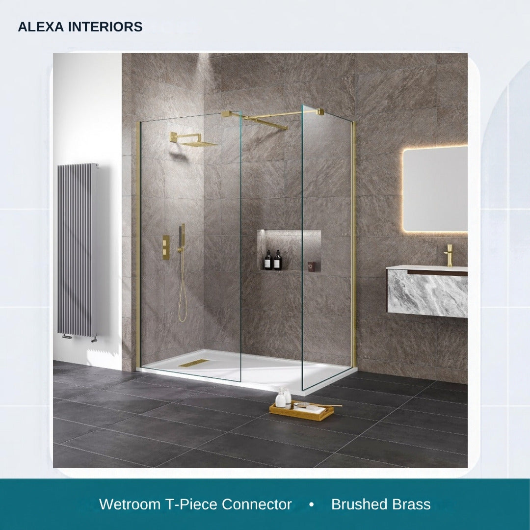 Alexa Wetroom T-Piece Connector - Brushed Brass
