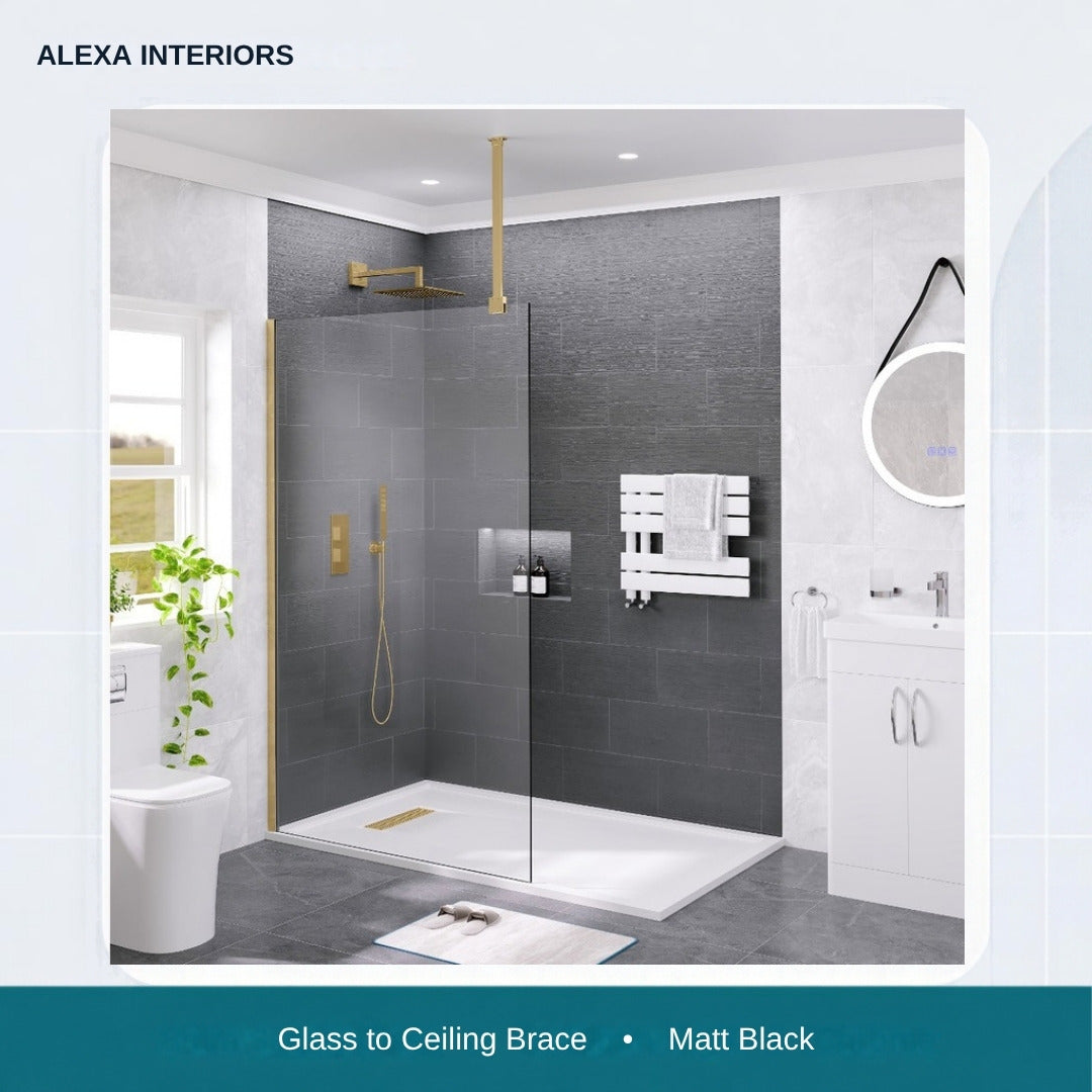 Alexa Glass to Ceiling Brace - Matt Black