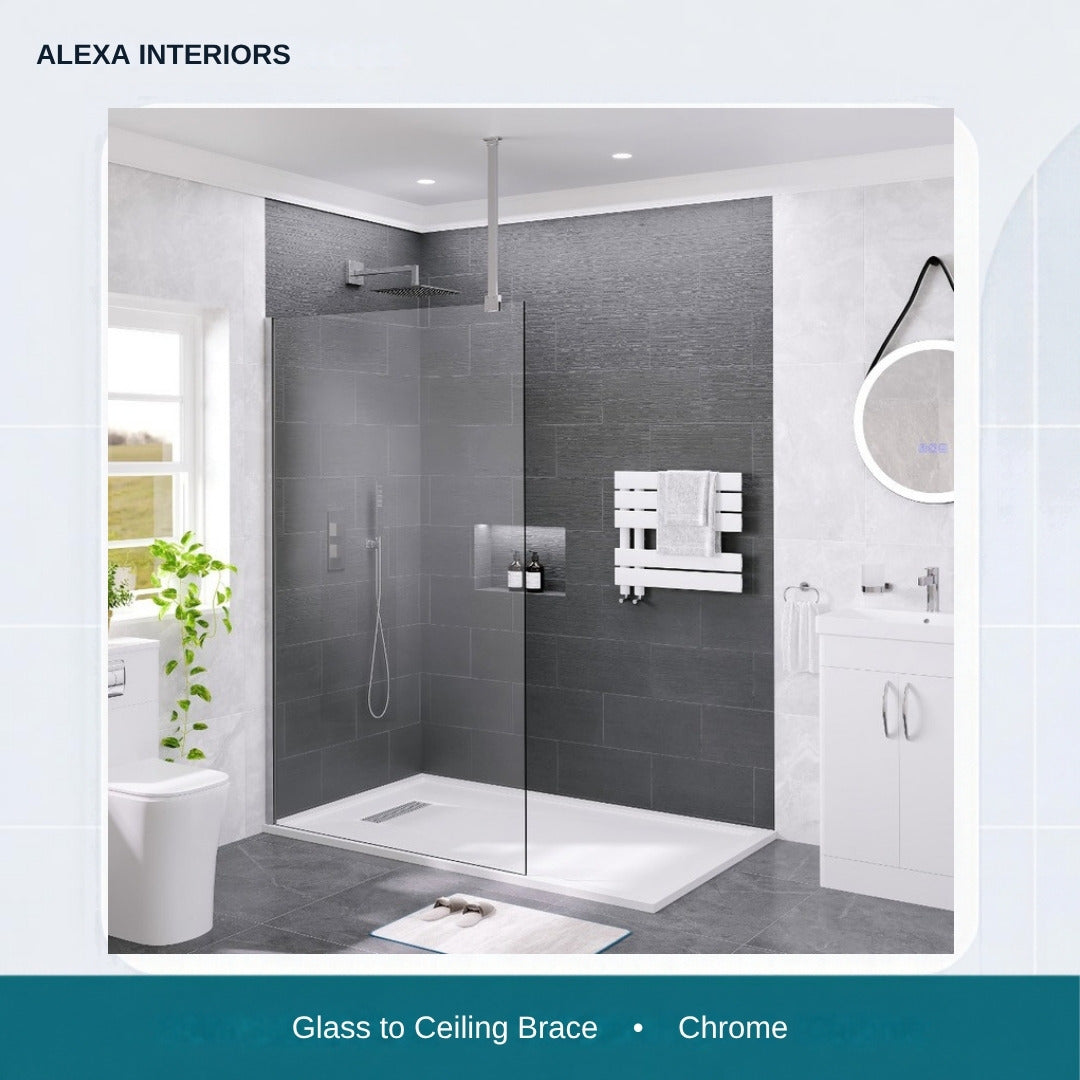 Alexa Glass to Ceiling Brace - Chrome