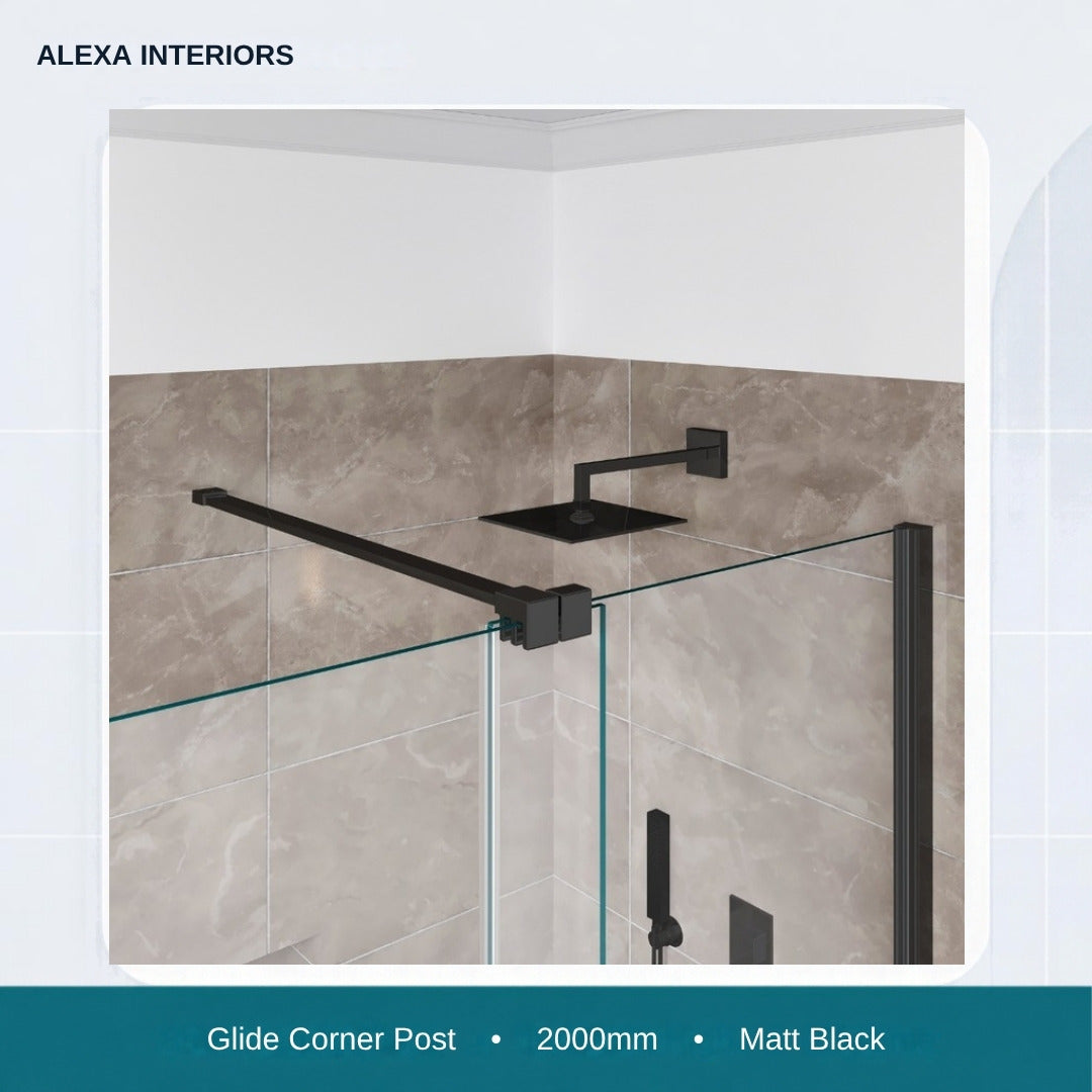 Alexa Glide Corner Post - 2000mm - Matt Black