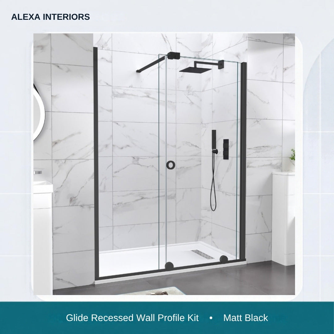 Alexa Glide Recessed Wall Profile Kit - Matt Black